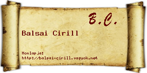 Balsai Cirill névjegykártya